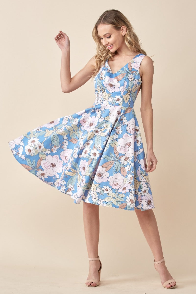 EVA ROSE- LIGHT BLUE FLORAL DRESS ...